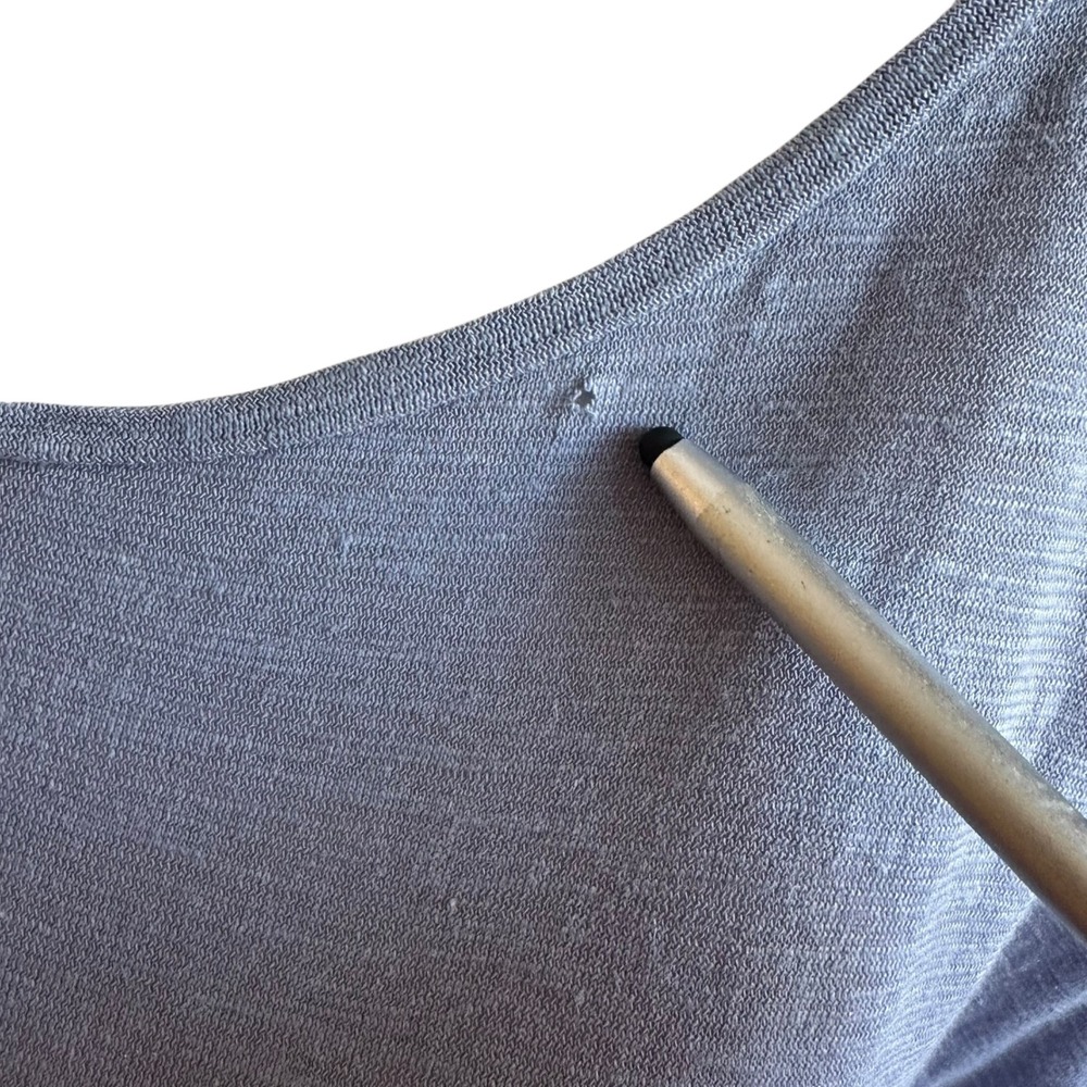 Eileen Fisher Dress Size Large Slate Blue/Gray Hemp Organic Cotton Blend Dress - Picture 4 of 10